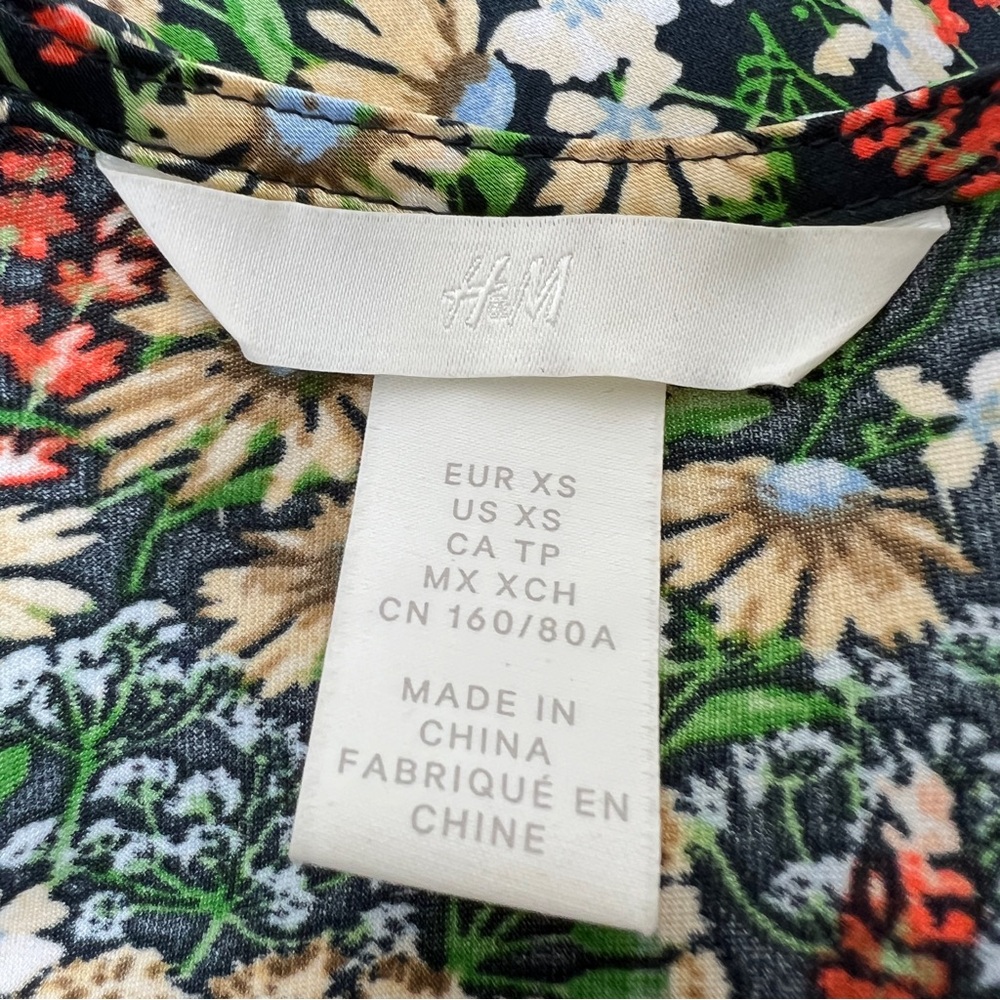 H&M Crop Top Floral Womens XS Satin Y2K 90s Inspired Fairy Whimsy Cottagecore - Picture 8 of 10